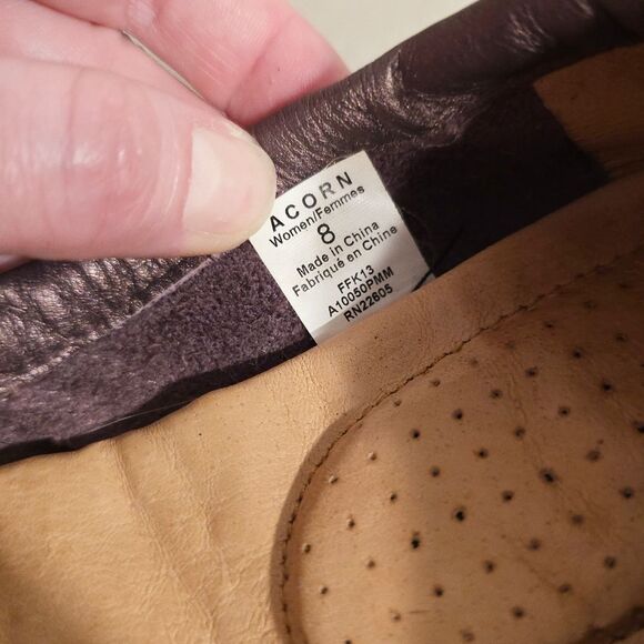 Acorn Eyelet Pinwheel Purple Leather Ballet Flats 8 - Picture 8 of 8